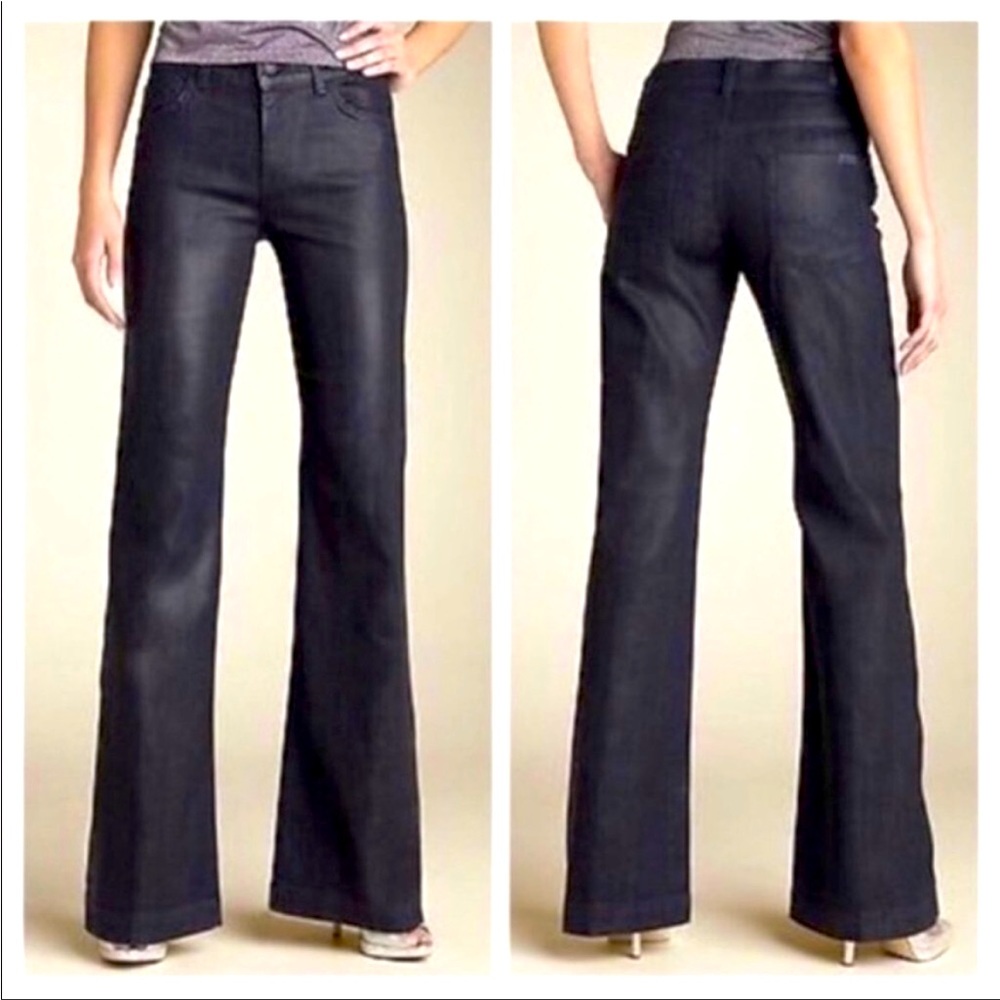 7 for all mankind black wax flared jeans size 31